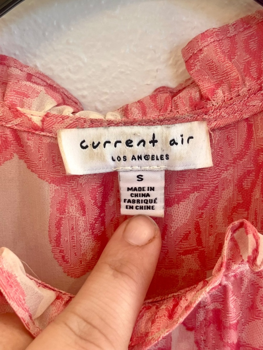 Current Air Pink Paisley Blouse Ruffle Neck Flutter Sleeve Romantic Top Small - Picture 5 of 8